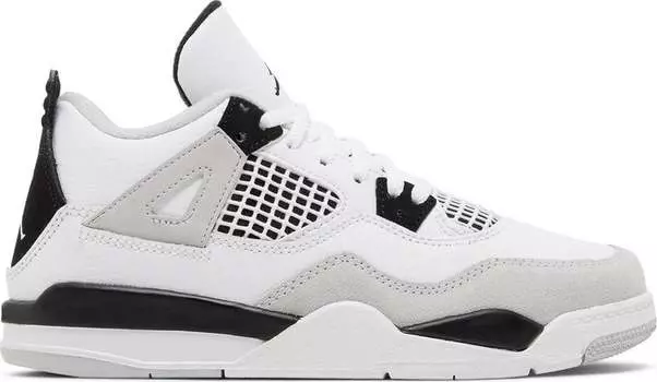Кроссовки Air Jordan 4 Retro PS Military Black, белый (Размер 27 RU)