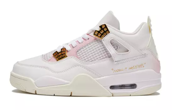 Кроссовки Air Jordan 4 Vintage Basketball Shoes Women's Mid-top White/pink, золотой