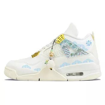 Кроссовки Air Jordan 4 Vintage Basketball Shoes Women's Mid-top White/Royal Blue, белый