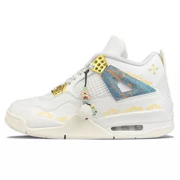 Кроссовки Air Jordan 4 Vintage Basketball Shoes Women's Mid-top Gold, белый