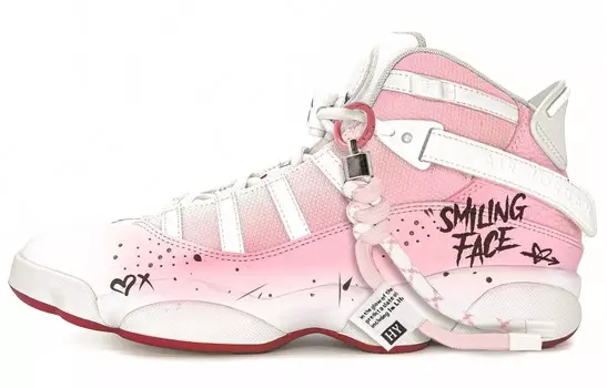 Кроссовки Air Jordan 6 Rings Vintage Basketball Shoes Men High-top White/pink, розовый