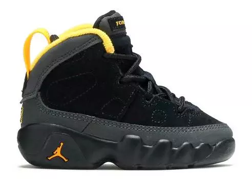 Кроссовки AIR JORDAN 9 RETRO TD 'DARK CHARCOAL UNIVERSITY GOLD', черный