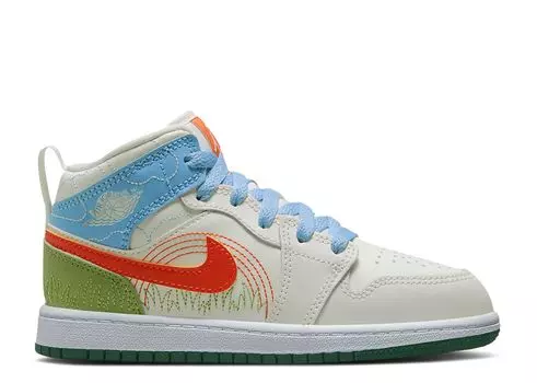 Кроссовки Air Jordan Air Jordan 1 Mid Se Ps 'Stitch', кремовый