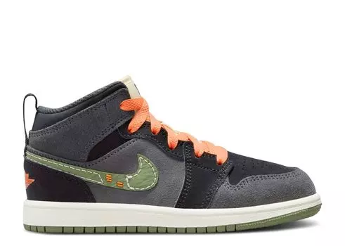 Кроссовки Air Jordan Air Jordan 1 Mid Se Craft Ps 'Anthracite Light Olive', черный