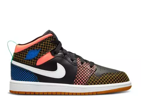 Кроссовки Air Jordan Air Jordan 1 Mid Mmd Ps 'Multi Grid', черный