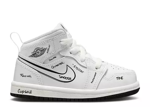 Кроссовки Air Jordan Air Jordan 1 Mid Td 'Schematic', белый