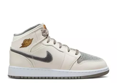 Кроссовки Air Jordan Air Jordan 1 Mid Se Gs 'Pewter Velvet Toe', кремовый