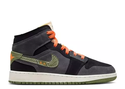 Кроссовки Air Jordan Air Jordan 1 Mid Se Craft Gs 'Anthracite Light Olive', зеленый