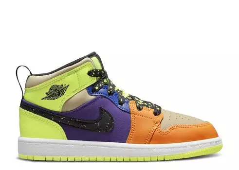 Кроссовки Air Jordan Air Jordan 1 Mid Se Ps 'Volt Vivid Orange', разноцветный