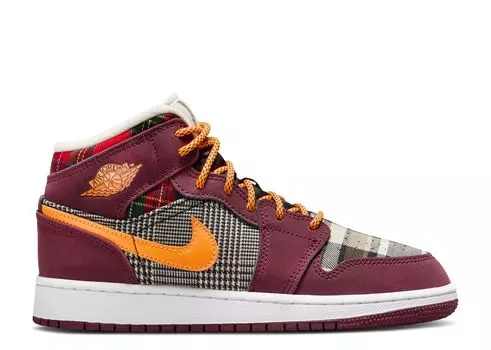 Кроссовки Air Jordan Air Jordan 1 Mid Se Gs 'Plaid', красный