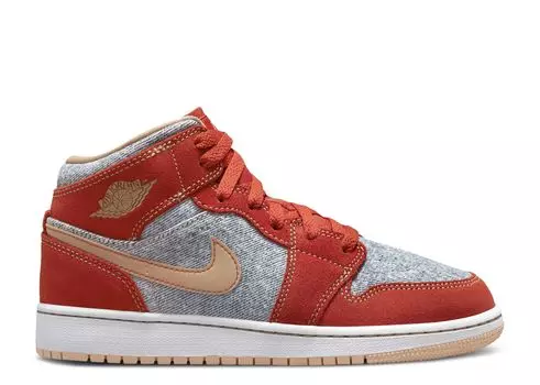 Кроссовки Air Jordan Air Jordan 1 Mid Se Gs 'Denim Red', красный