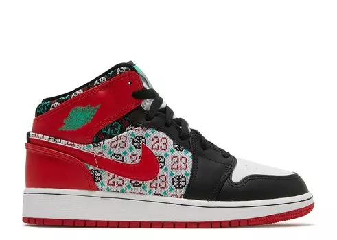 Кроссовки Air Jordan Air Jordan 1 Mid Se Gs 'Ugly Christmas Sweater', красный