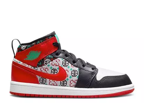 Кроссовки Air Jordan Air Jordan 1 Mid Se Ps 'Ugly Christmas Sweater', красный