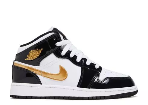 Кроссовки Air Jordan Air Jordan 1 Mid Patent Se Gs 'Black Gold', черный