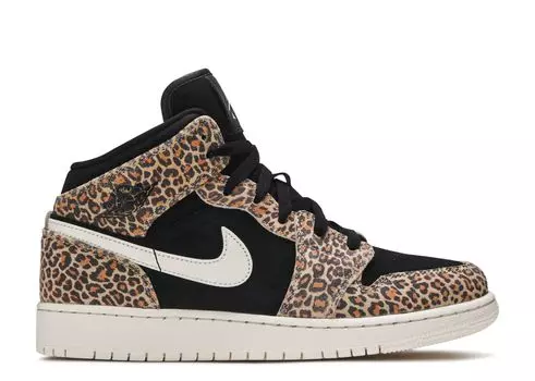 Кроссовки Air Jordan Air Jordan 1 Mid Se Gs 'Leopard', черный