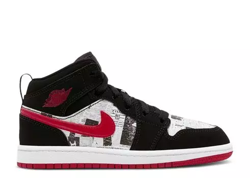 Кроссовки Air Jordan Air Jordan 1 Mid Se Ps 'Newspaper Air Times', черный