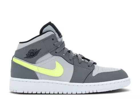 Кроссовки Air Jordan Air Jordan 1 Mid Gs 'Gun Smoke Volt', серый