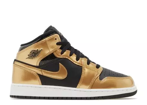 Кроссовки Air Jordan Air Jordan 1 Mid Se Gs 'Metallic Gold Black', черный