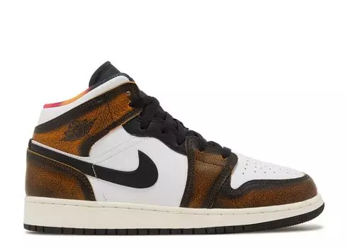 Кроссовки Air Jordan Air Jordan 1 Mid Se Gs 'Wear-Away - Taxi', черный