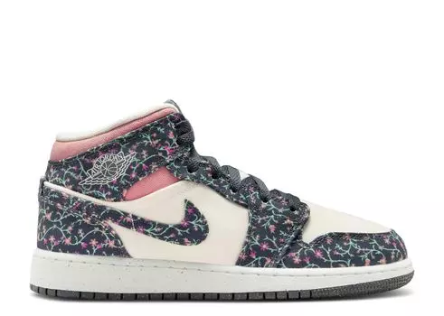 Кроссовки Air Jordan Air Jordan 1 Mid Se Gs 'Floral', черный