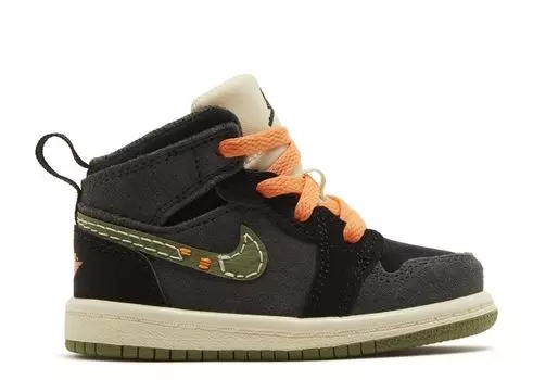Кроссовки Air Jordan Air Jordan 1 Mid Se Craft Td 'Anthracite Light Olive', черный