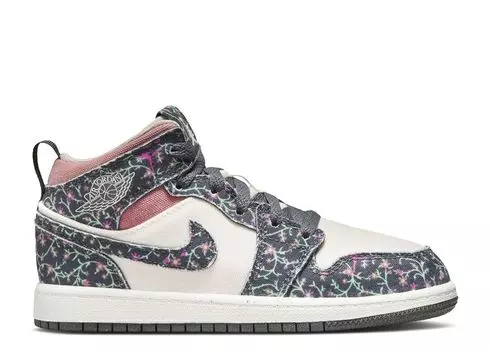 Кроссовки Air Jordan Air Jordan 1 Mid Se Ps 'Floral', белый