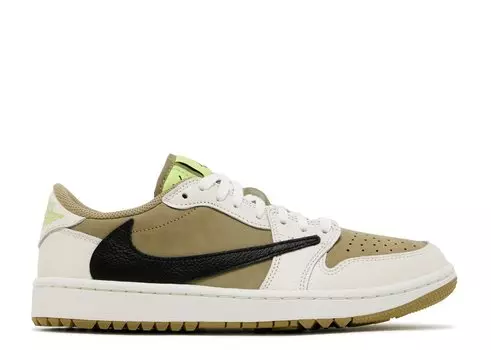 Кроссовки Air Jordan Travis Scott X Air Jordan 1 Low Golf 'Neutral Olive', зеленый