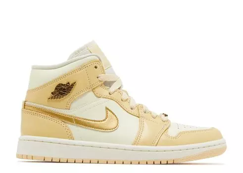 Кроссовки Air Jordan Wmns Air Jordan 1 Mid 'Pale Vanilla Gold', кремовый
