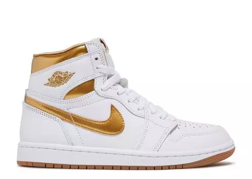 Кроссовки Air Jordan Wmns Air Jordan 1 Retro High Og 'Metallic Gold', белый