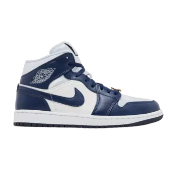 Кроссовки Air Jordan Wmns Air Jordan 1 Mid 'Midnight Navy Gold Charms', синий