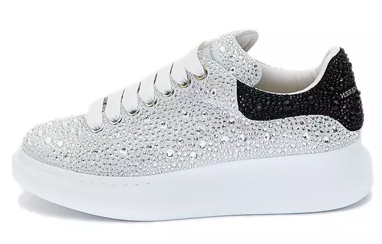 Кроссовки Alexander McQueen Oversized Crystal Embellished, белый