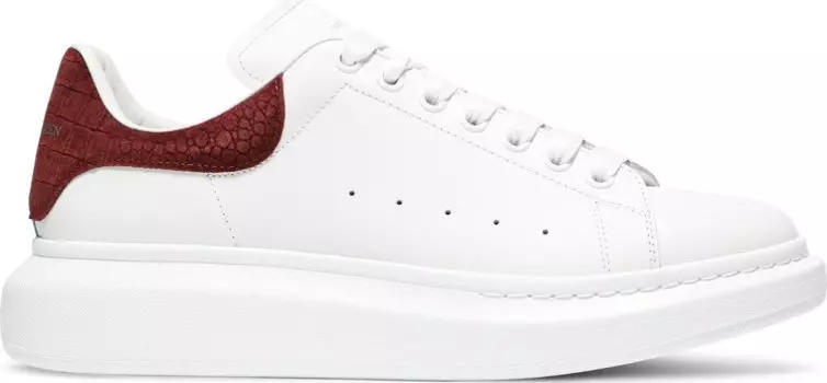 Кроссовки Alexander McQueen Oversized Sneaker Burgundy Crocodile, белый
