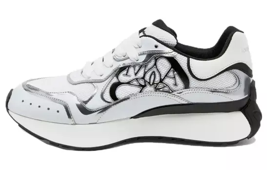 Кроссовки Alexander McQueen Sprint Runner Chalk White Black Print, белый/черный