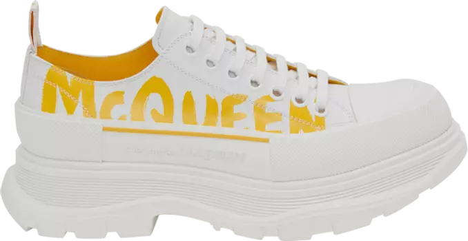 Кроссовки Alexander McQueen Tread Slick Lace-Up White Pop Yellow, белый