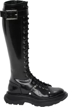 Кроссовки Alexander McQueen Wmns Tread Lace Up Boot Black Silver, черный