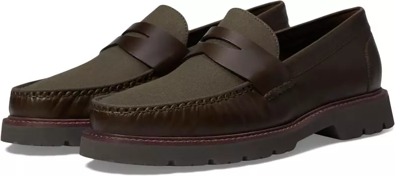Кроссовки American Classics Penny Loafer Cole Haan, цвет Deep Olive Leather/Morel Waxed Canvas