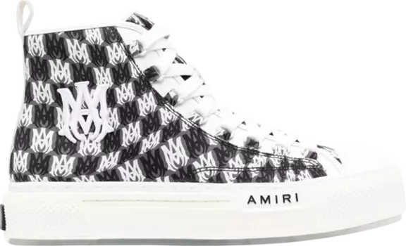 Кроссовки Amiri Court High 'Allover Logo - White Black', черный