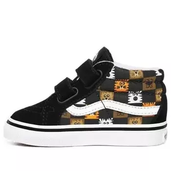 Кроссовки animal checkerboard sk8-mid toddler black/white Vans, черный