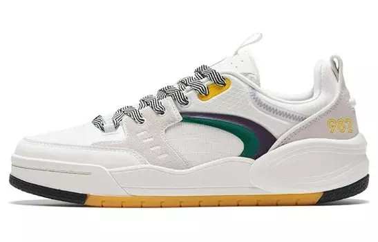 Кроссовки ANTA 982EVO Skateboarding Shoes Men Low-top White/Green/Yellow, белый/зеленый/желтый