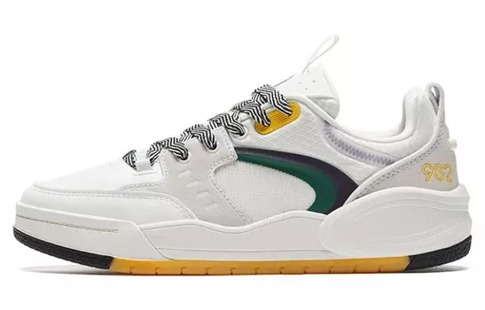 Кроссовки ANTA 982EVO Skateboarding Shoes Women's Low-top White/Green/Yellow, белый/зеленый/желтый