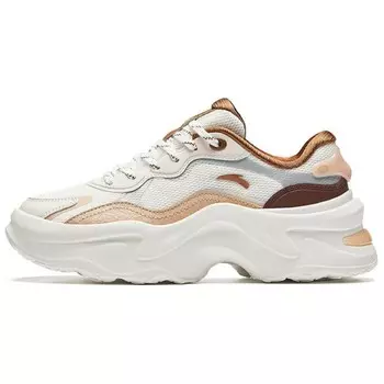 Кроссовки ANTA Chunky Sneakers Women's Low-top Ivory / Mud Grey / Light Walnut, слоновая кость/серый