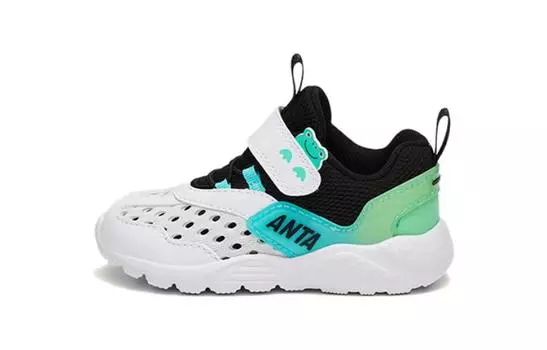 Кроссовки Anta kids Toddler Shoes TD Low-top Cloud White/Core Black/Green Spark