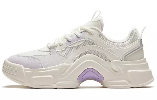 Кроссовки ANTA Life Collection Lifestyle Shoes Women's Low-top Ivory / Sand Grey / Misty Purple, слоновая кость/серый/фиолетовый