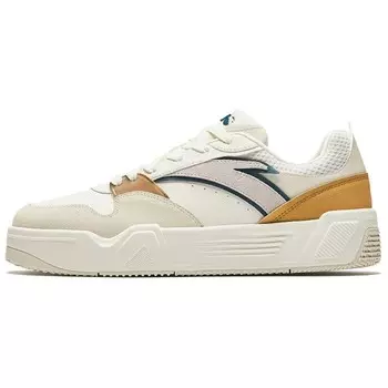 Кроссовки ANTA Life Collection Skateboarding Shoes Men Low-top Ivory White / Rough Linen Gray / Cocoa Brown, слоновая кость/серый
