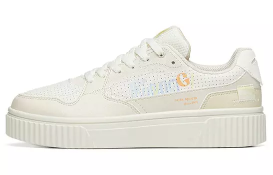 Кроссовки ANTA Skateboard Shoes Women's Low-Top Ivory White/Muddy Grey/Granular Beige Yellow