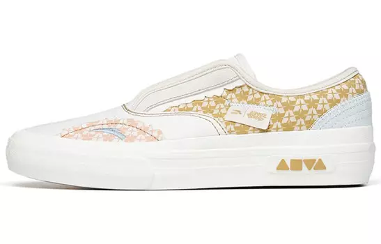 Кроссовки ANTA Skateboard Shoes Women's Low-Top Ivory White/Camel Yellow