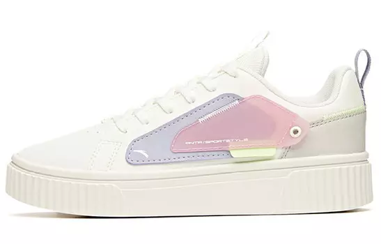 Кроссовки ANTA Skateboard Shoes Women's Low-Top Ivory White/Mulberry Purple/Plain Fuchsia