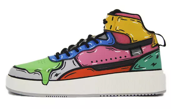 Кроссовки ANTA Skateboarding Shoes Men High-top Pink/Green, зеленый
