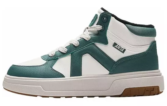 Кроссовки ANTA Skateboarding Shoes Men High-top White/Green, зеленый