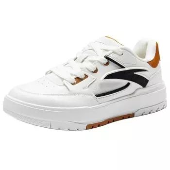 Кроссовки ANTA Skateboarding Shoes Men Low-top Ivory White/Gilded/Glossy Black, слоновая кость/черный